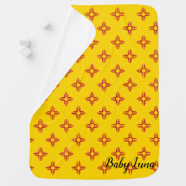 Cobertor De Bebe Símbolo Zia Red e Yellow Custom Name Baby Blanket