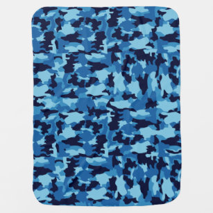 Cobertor De Bebe Teste padrão do azul da camuflagem do exército