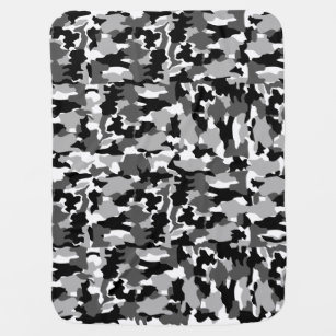 Cobertor De Bebe Teste padrão preto e branco da camuflagem do