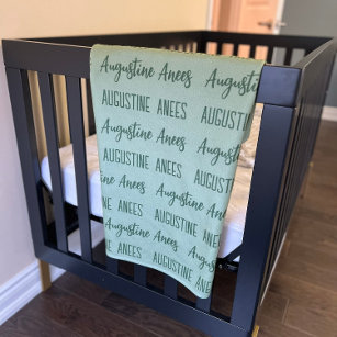 Cobertor De Bebe Tipo de script de nome de bebê personalizado verde