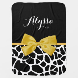 Cobertor De Bebe Trendy Giraffe Impressão Ouro Amarelo Arco com Nom