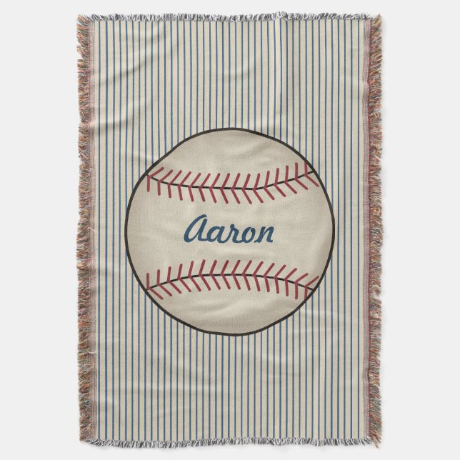 Cobertor de Beisebol Esportivo Vintage Personaliza (Frente Vertical)