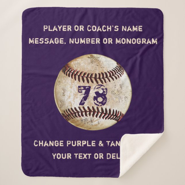 Cobertor de beisebol Sherpa aconchegante roxo ou s (Frente)