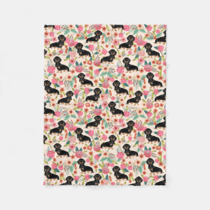 Cobertor de Dachshounds - cachorro floral fofo