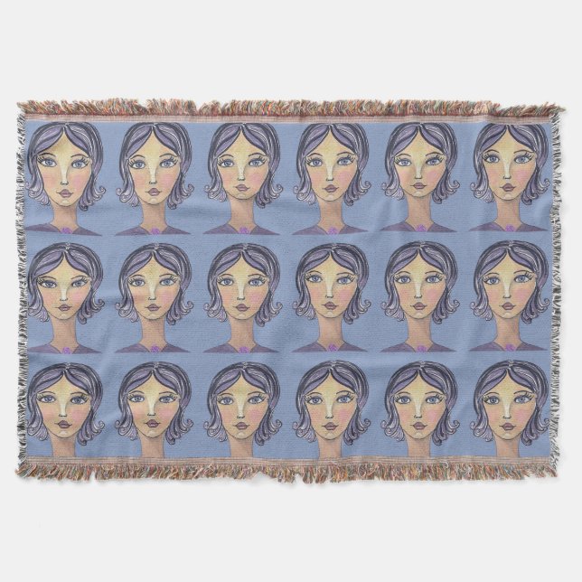 Cobertor de Fleece com Rosto de Poder Feminino (Frente)