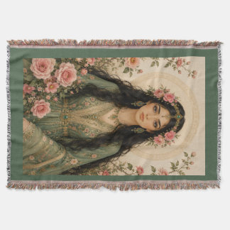 Cobertor de Fleece Dama Floral Esmeralda | Rosa Pe