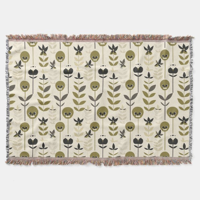 Cobertor de Fleece Floral de Crânio de Outono (Frente)