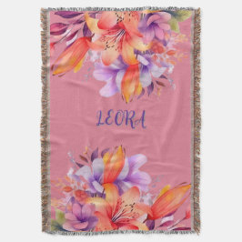 Cobertor de Fleece Personalizado com Nome de Flor