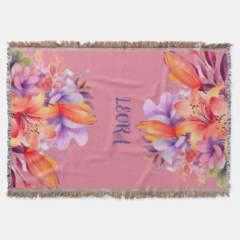 Cobertor de Fleece Personalizado com Nome de Flor