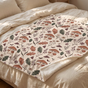 Cobertor de Fleece Sherpa com Padrão de Cogumelo d