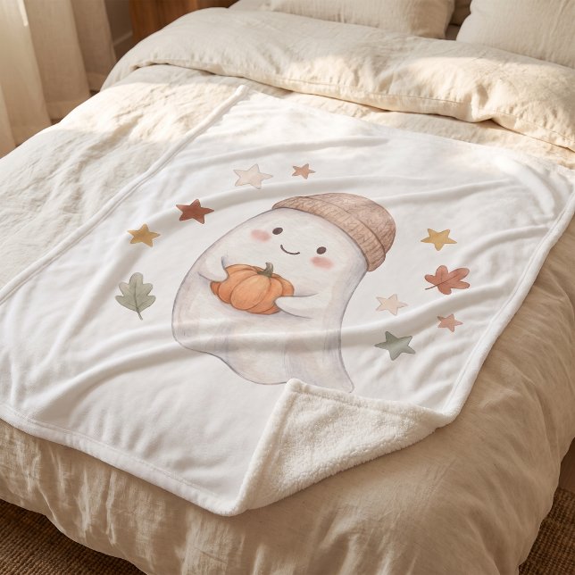 Cobertor de Fleece Sherpa de Abóbora Fantasma de O (Criador carregado)