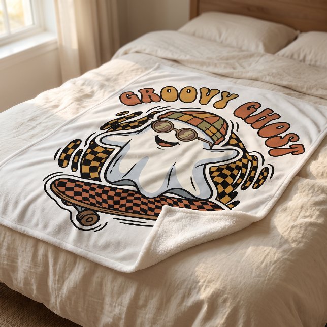 Cobertor de Fleece Sherpa de Fantasma Groovy de Ha (Criador carregado)