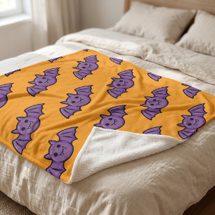 Cobertor de Fleece Sherpa de Morcegos Roxos de Hal