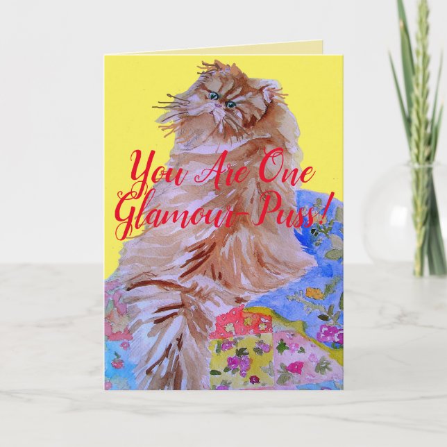 Cobertor de Gato Fofo Você É Um Cartão Glamour-Pus (Frente)