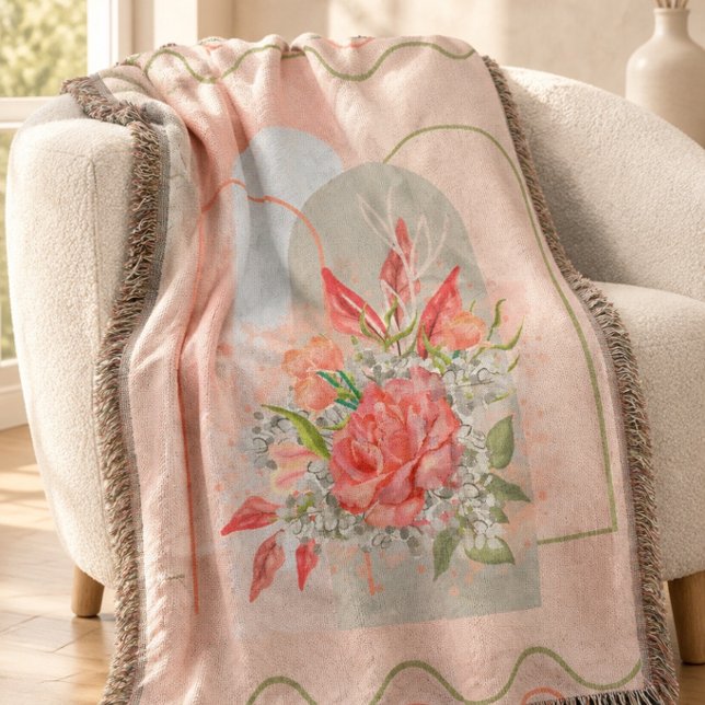 Cobertor de lançamento com design de flores Boho (Criador carregado)