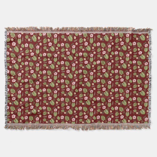 Cobertor de lançamento de padrão floral em aquarel (Frente)