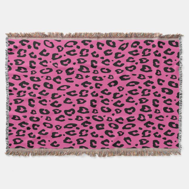 Cobertor de lançamento estampado com leopardo rosa (Frente)