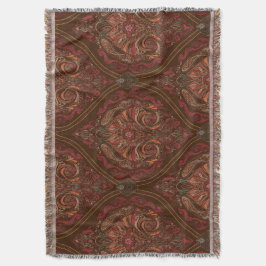 Cobertor de Lançar Marrom Vintage Paisley Mandala
