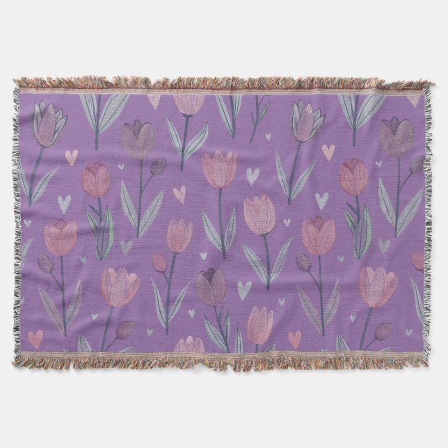 Cobertor de Lançar Tulipa Roxa Suave (Frente)