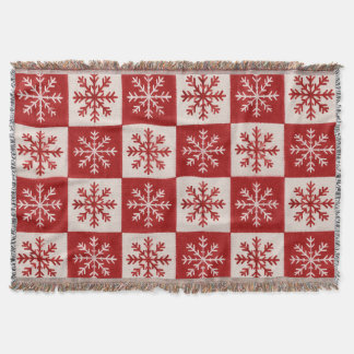 Cobertor de Natal com Floco de Neve Vermelho e Cre