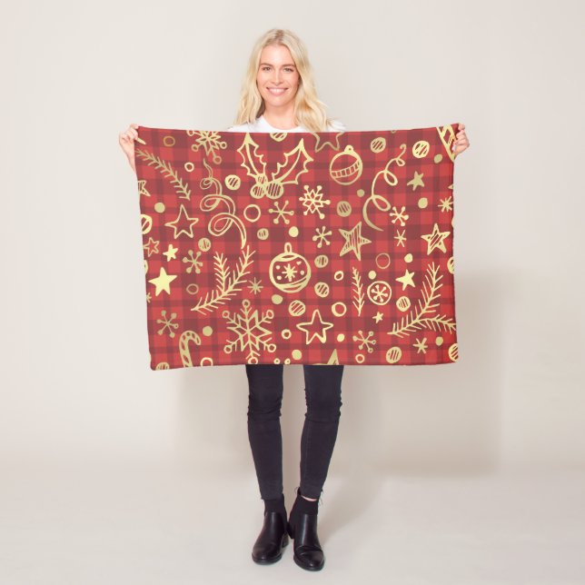 cobertor de Natal vermelho e Dourado (In Situ)