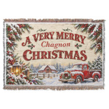 Cobertor de Natal Vintage Farmhouse Caminhão Verme