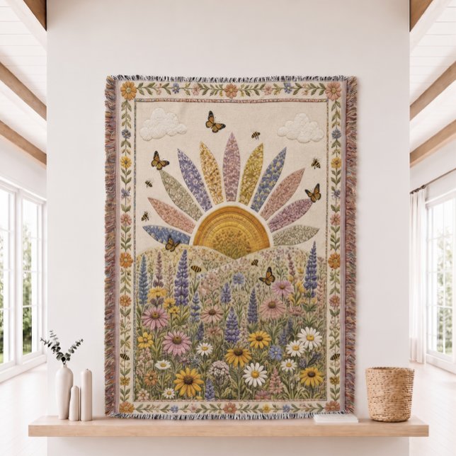 Cobertor de Retalhos de Flores Silvestres Tecidos (Criador carregado)