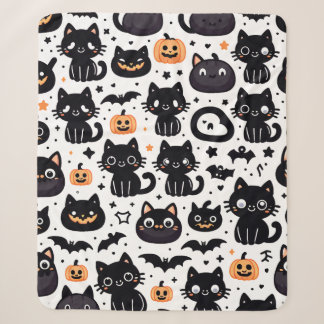 cobertor de sherpa do padrão halloween do gato pre