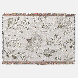 Cobertor de Tecido Botânico Vintage Ginkgo