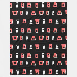 Cobertor De Velo 020216 - Tropical Pink, White and Black on Black (