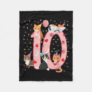 Cobertor De Velo 10º Aniversário Gato De Gato Bonito De 10 Anos Bd