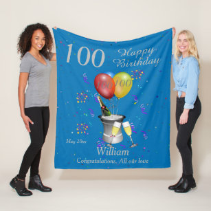 Cobertor De Velo 100º Aniversário do Champanhe Azul Folheto