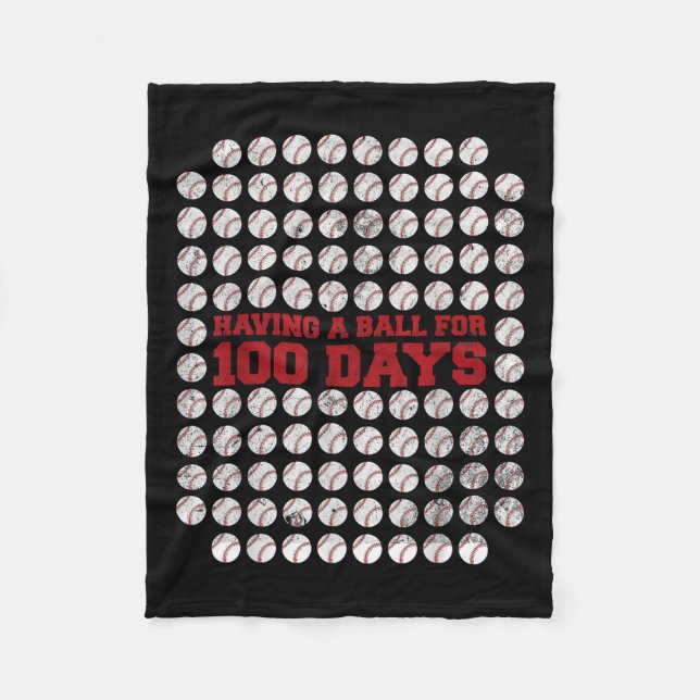 Cobertor De Velo 100 Dias De Basebol Escolar 100º Dia Da Escola (Frente)