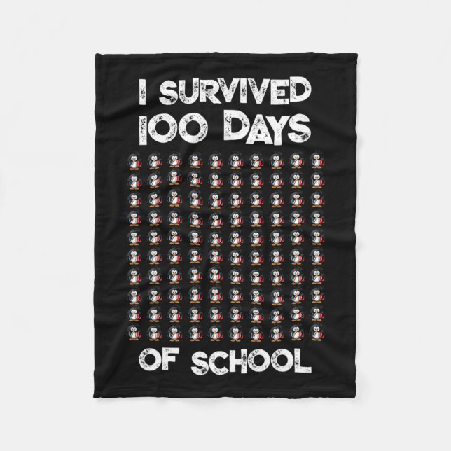 Cobertor De Velo 100 Dias De Escola 100 Pinguins Design (Frente)