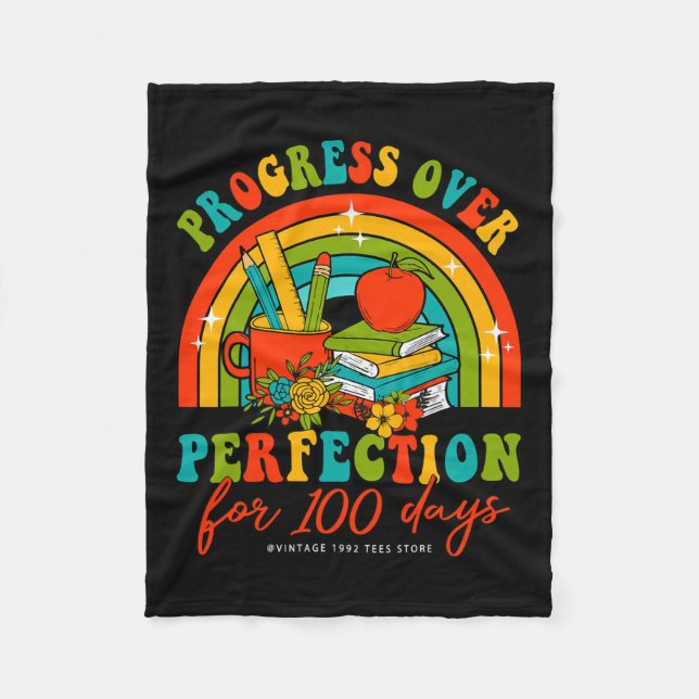 Cobertor De Velo 100 Dias De Progresso Do Professor Escolar Em Perf (Frente)