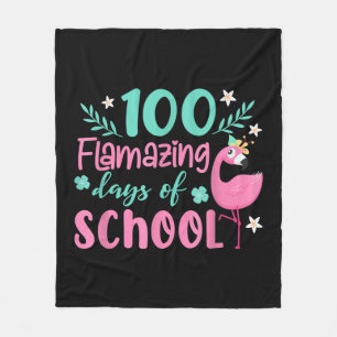 Cobertor De Velo 100 Dias Incríveis Da Escola Funny Flamingo
