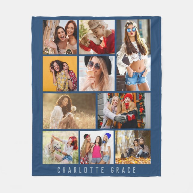 Cobertor De Velo 10 Foto Simples Moderno Nome de Na moda Azul Mínim (Frente)