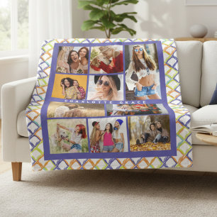 Cobertor De Velo 10 Foto Trendy Modern Colorful Geométrico Name