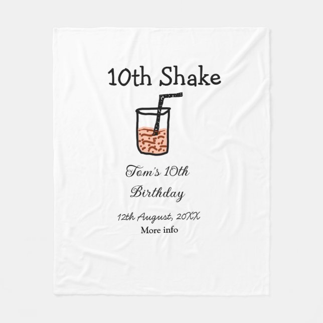 Cobertor De Velo 10th Shake 10th feliz aniversário, milkshake scrib (Frente)