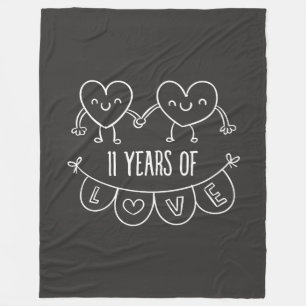 Cobertor De Velo 11 Anniversário Gift Chalk Hearts