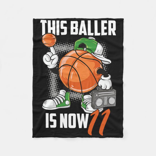 Cobertor De Velo 11 Birthday Bysketbyll Player Divertido 11 Anos K (Frente)