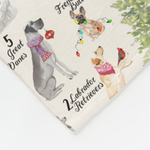 Cobertor De Velo 12 cães do Natal no fofinho do vestuário do