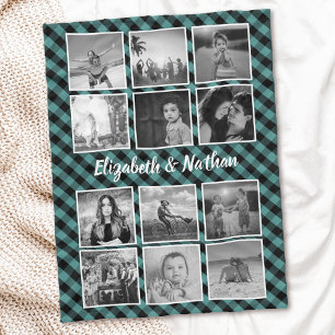 Cobertor De Velo 12 Colagem de Fotos Gingham Checkered Family Keeps
