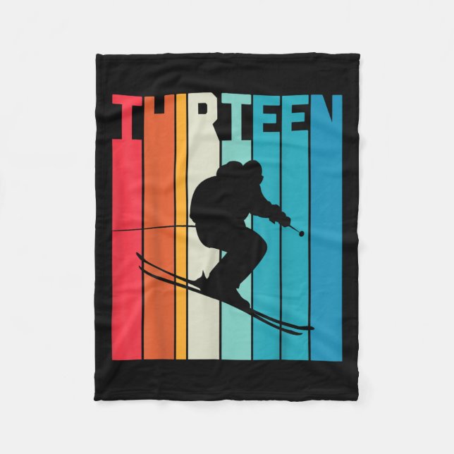 Cobertor De Velo 13 Birthday Boy Retro Ski Lover Skier 13 Anos O (Frente)