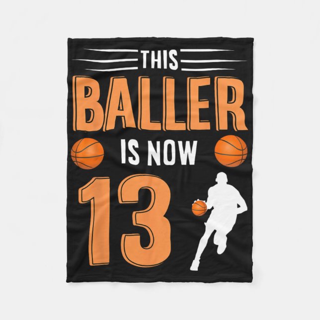 Cobertor De Velo 13 Birthday Bysketbyll - Este Byller Tem Agora 13  (Frente)