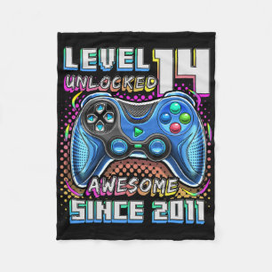 Cobertor De Velo 14 Birthday Boy Nível 14 Gamer 14 Anos Vídeo Gam