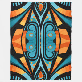 Cobertor De Velo 155 padrão azul e laranja formas simples