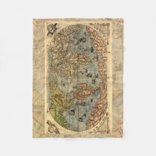 Cobertor De Velo 1565 Mapa Antigo do Mundo de Forlani Cartografia V