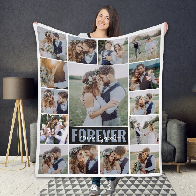 Cobertor De Velo 15 Nome do Monograma de Colagem de Fotos (Criador carregado)