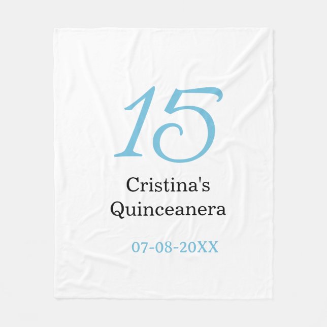 Cobertor De Velo 15th quinceanera birthday blue black bold letter n (Frente)